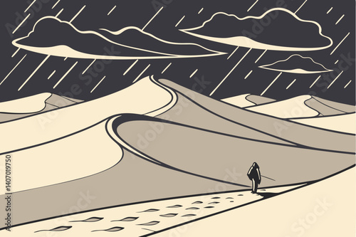 Vector sea landscape with abstract wave against a cold, white mountain scene. photo