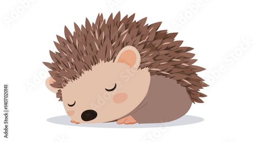 A digital illustration of a hedgehog sleeping. The hedgehog is depicted in a curled position, with its spines visible.  The color palette is predominantly browns and tans. The style is cartoonish