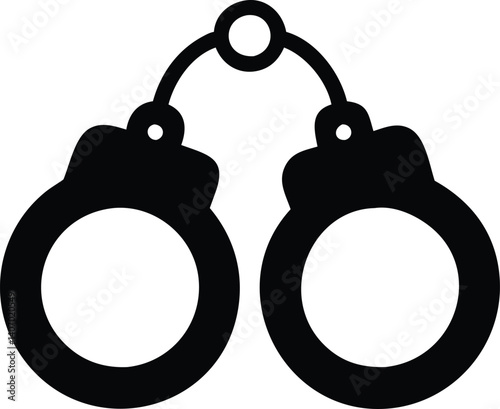 handcuffs, police, law enforcement, crime, arrest, criminal, monochrome, vector graphic
