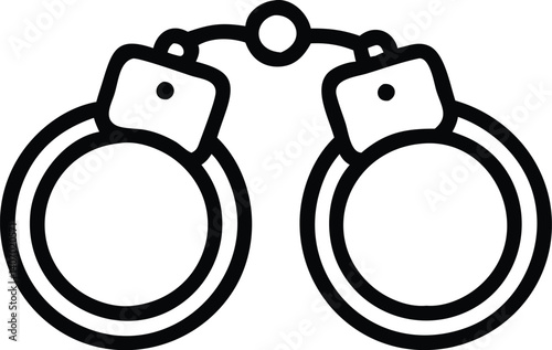 handcuffs, police, law enforcement, crime, arrest, criminal, monochrome, vector graphic
