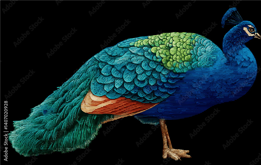 Naklejka premium Vibrant Peacock Illustration