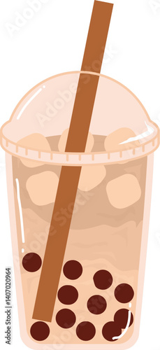 Boba Bubble Milk Tea drink. Ice drink with milk Tea and additional Taiwan tapioca pearl.
