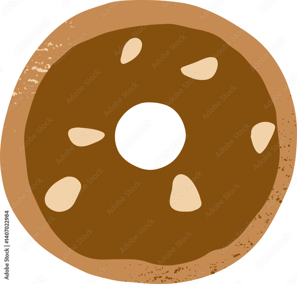 Fototapeta premium Hand drawn cafe food element almond donuts bread bakery and pastry vector illustration