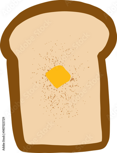 Hand drawn bread toast with melted butter vector illustration