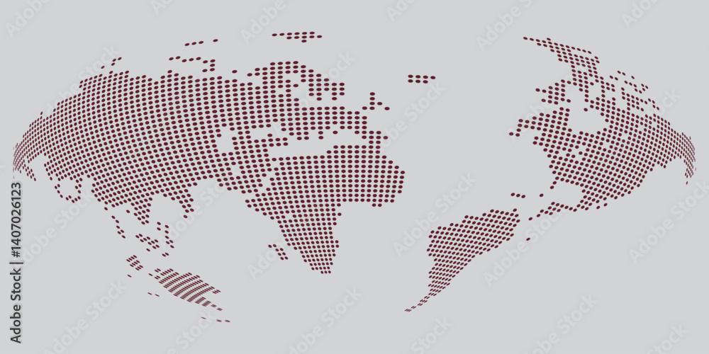 Fototapeta premium Geometric dotted world map design showing continents and countries with vector digital design
