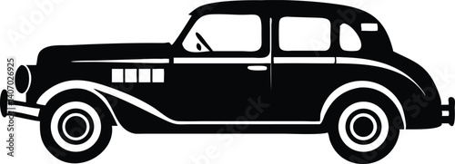 Old vehicle icon silhouette black vector art work