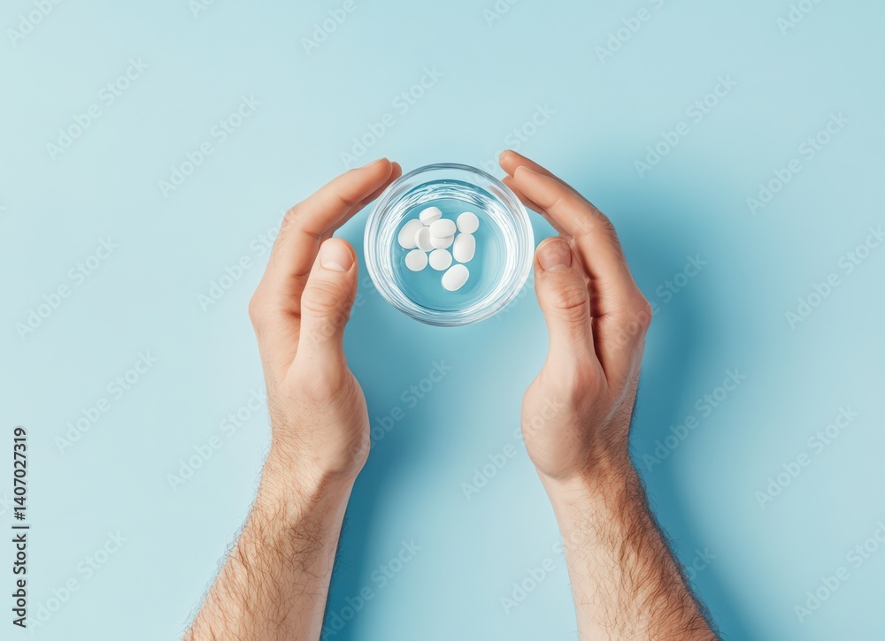 nurse care concept with pills and water on blue background for international nurses day nurse care concept with pills and water on blue background for international nurses day