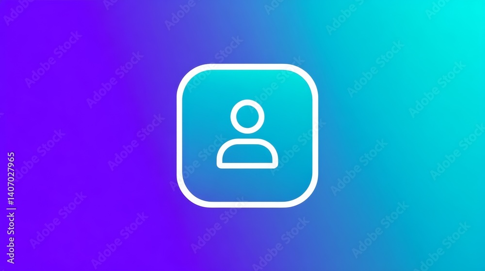 Modern minimalist white icon on a vibrant purple and blue gradient background for digital design Modern minimalist white icon on a vibrant purple and blue gradient background for digital design
