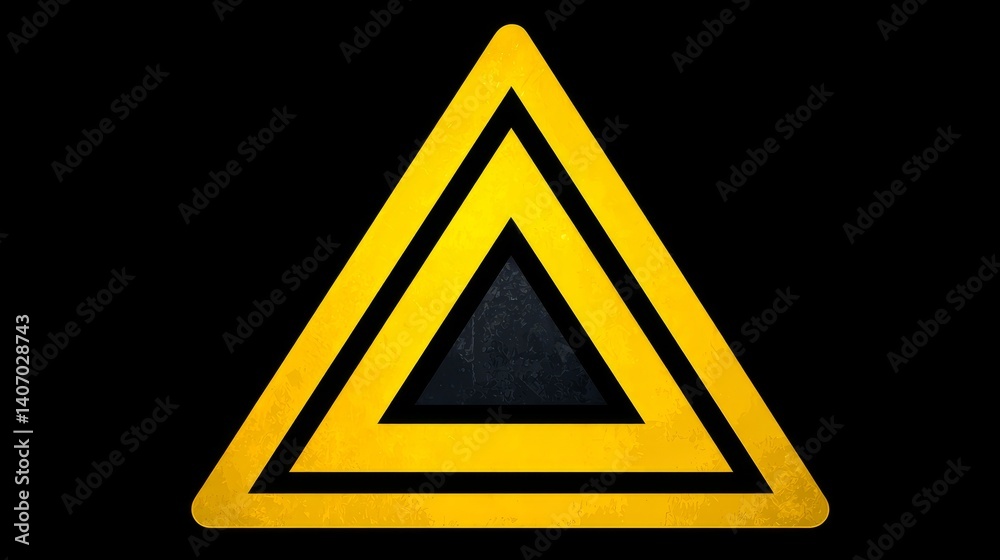 Striking yellow triangle on a deep black background, study in contrast and geometric simplicity Striking yellow triangle on a deep black background, study in contrast and geometric simplicity