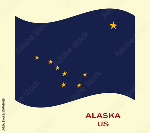 Flag of Alaska, Fabric Flag of USA state Alaska Vector Illustration, United States. United States of America, State of Alaska Flag.