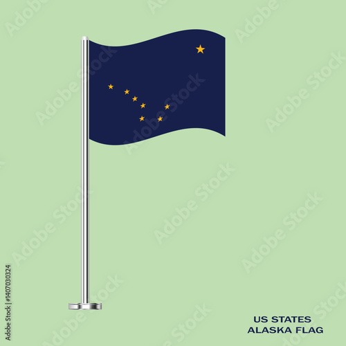 Flag of Alaska, Fabric Flag of USA state Alaska Vector Illustration, United States. United States of America, State of Alaska Flag.