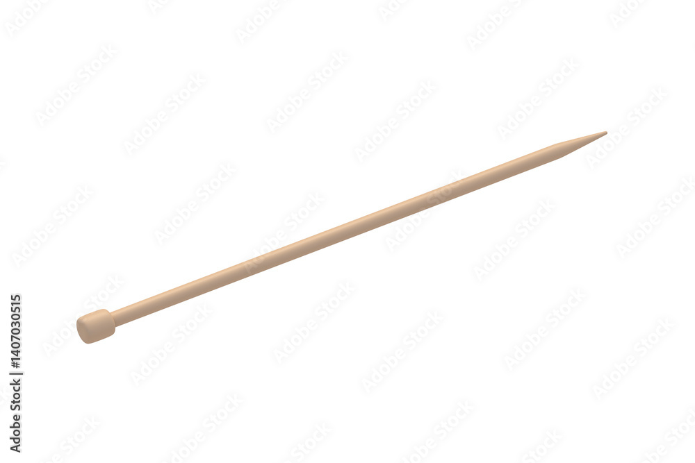 Knitting needle isolated on white background. Sticks for knit. 3d render