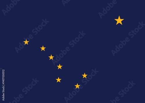 Flag of Alaska, Fabric Flag of USA state Alaska Vector Illustration, United States. United States of America, State of Alaska Flag.