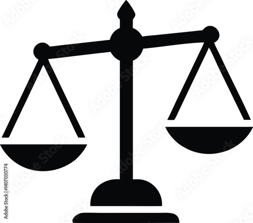 scales of justice, balance, law symbol, legal icon, black and white illustration, symmetrical design, line art, minimalist graphic, judicial emblem, equity representation, simple silhouette,