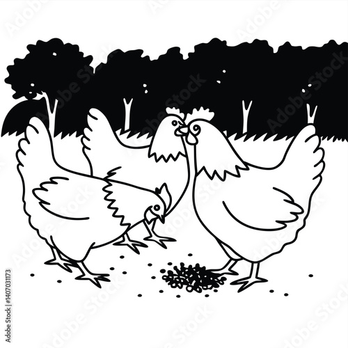 Set of 4 Buff Orpington Chicken– Farmyard Poultry in Rustic Settings, Ideal for Agriculture, Homesteading, and Country Life Themes with Warm Feathery Detail