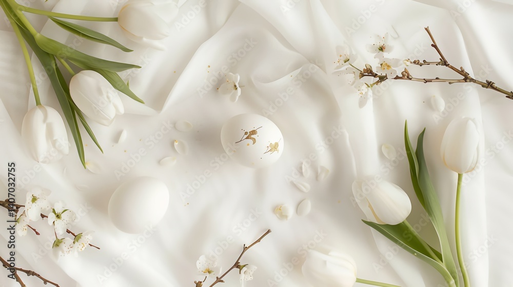 Obraz premium Blossom Branch with Easter Eggs