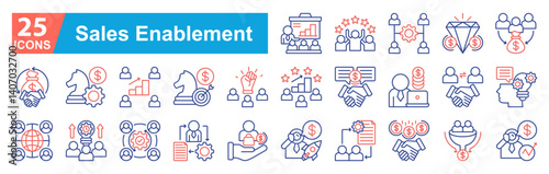 Sales Enablement Icon Sheet Presentation, Success, Organization, Value, Conversion, Sales Enablement, Startegy, Sales, Goal, Empowerment, Sales Team, Negotiation, Sales Representative, Collaboration