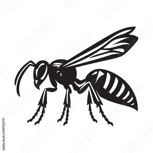 Fearless Wasp silhouette, ready to strike – Wasp illustration – Minimalist Wasp vector – Insect silhouette

