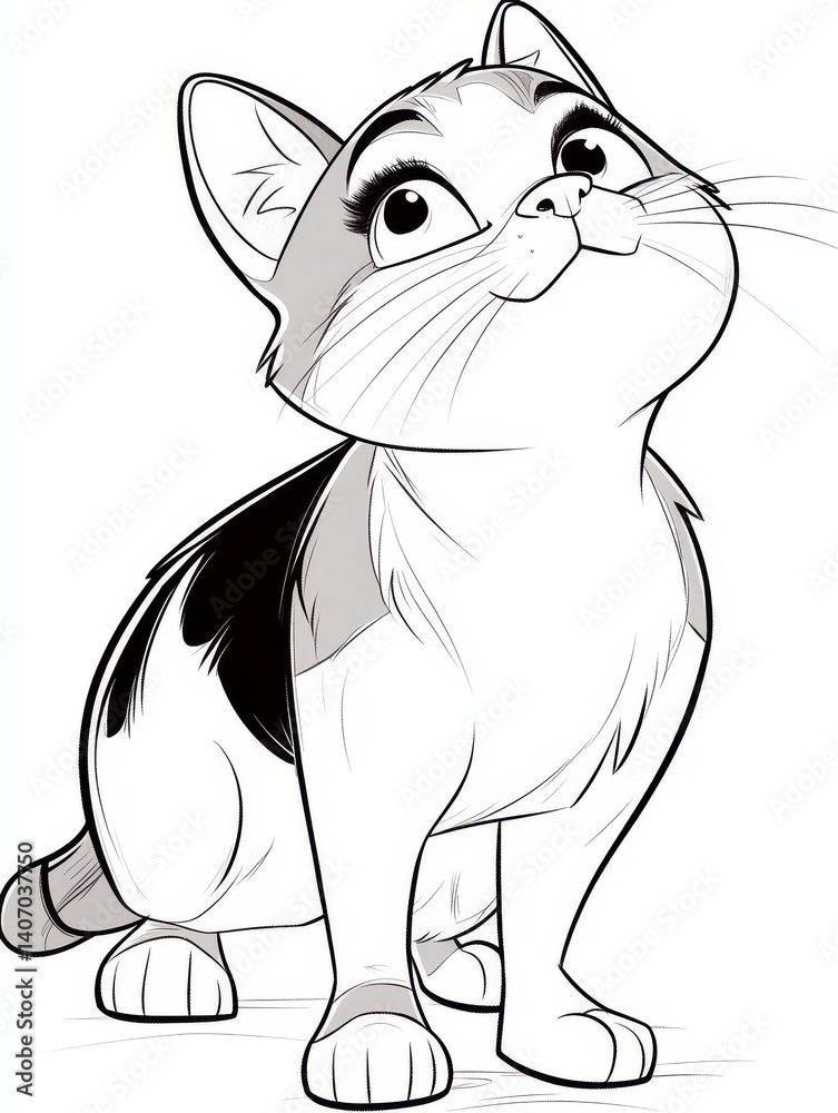 Obraz premium CHILD FRIENDLY COLORING PAGE OF cat