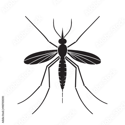 Menacing Mosquito silhouette, a tiny yet deadly vector – Mosquito illustration – Minimalist Mosquito vector – Insect silhouette

