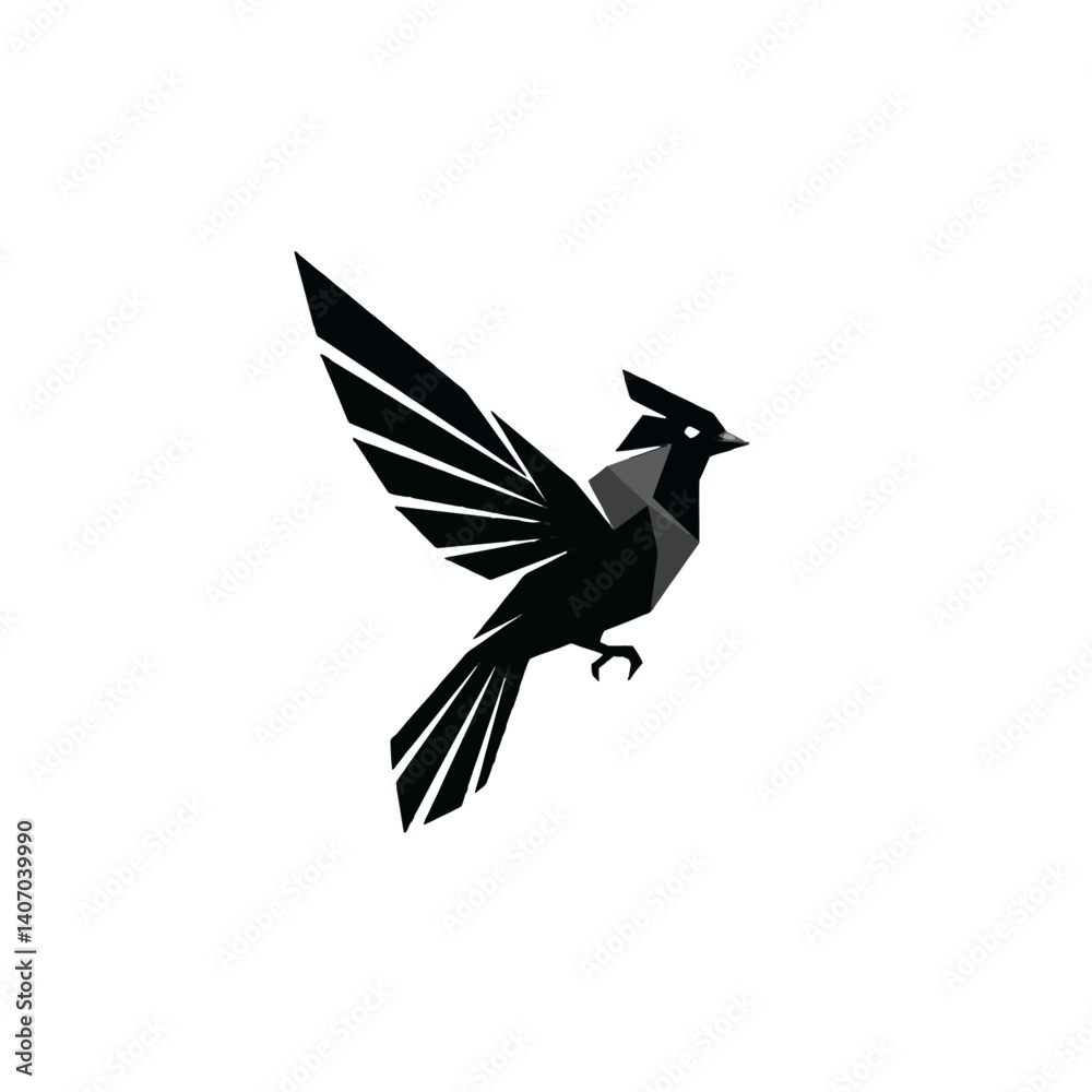 Fototapeta premium Geometric Black Bird Logo Design