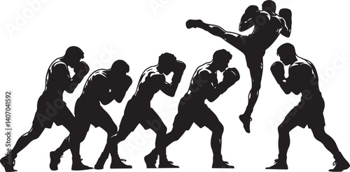 Boxing action pose vector art