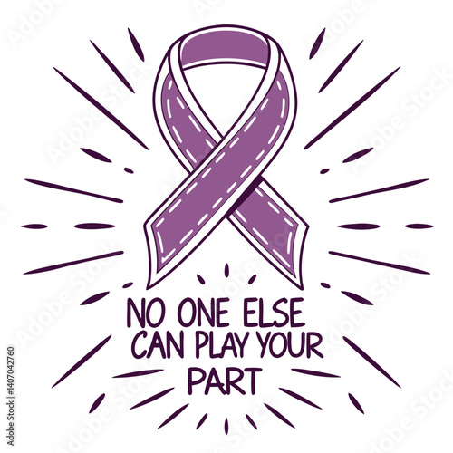 Purple Ribbon Awareness Graphic Symbolizing Strength And Support For An Important Cause