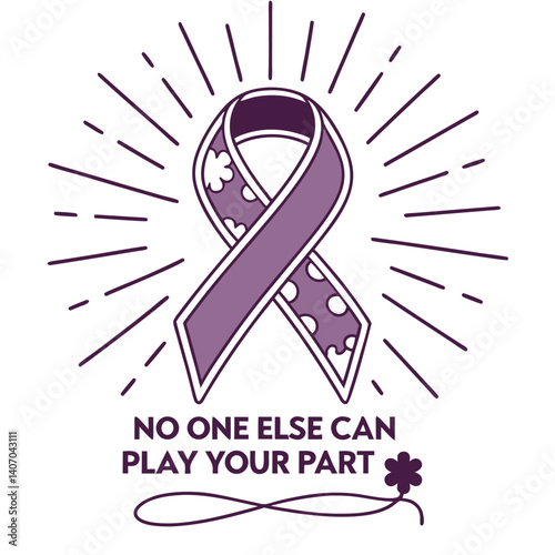 Purple Ribbon Illustration Featuring Inspirational Text Supporting Pancreatic Cancer Awareness