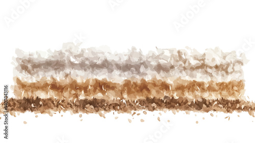 A close-up image showcasing a horizontal arrangement of layered granular material.  The layers are predominantly shades of brown and white, with variations in tone and density creating a textured