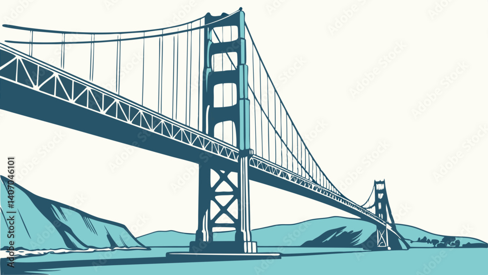 Fototapeta premium Clean design of the Golden Gate Bridge from below – San Francisco, CA, USA 