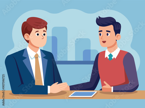 Businessmen in suits and a businesswoman have a successful teamwork meeting in the office