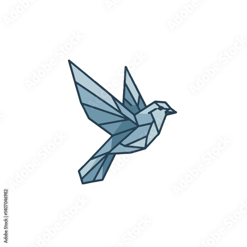 Geometric Blue Bird Illustration
