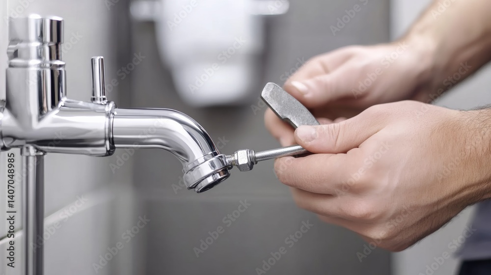Plumber fixing a broken toilet pipe in a bathroom. Featuring pipe repair Plumber fixing a broken toilet pipe in a bathroom. Featuring pipe repair