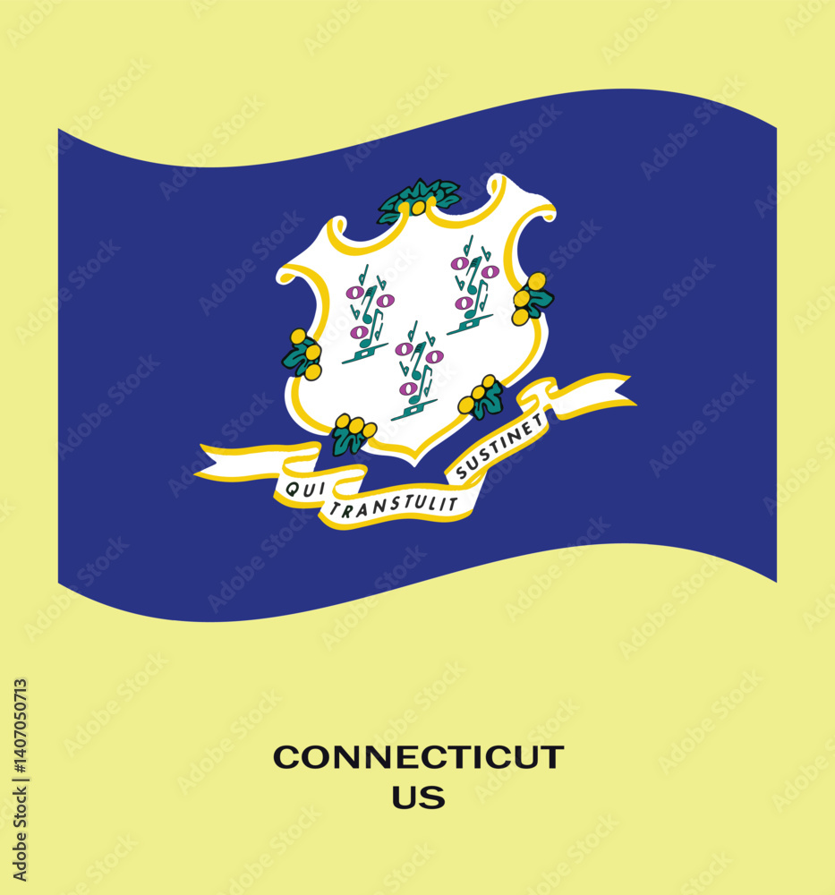 Obraz premium Flag of Connecticut , Connecticut Flag, USA state Connecticut Flag Vector Illustration, USA, 