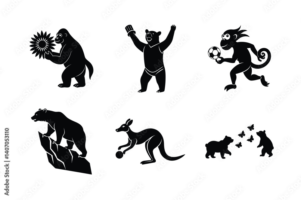 Naklejka premium A set of different wild animals