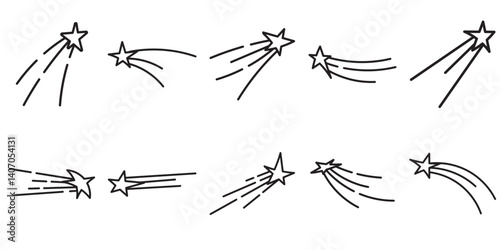 Shooting Star Doodle Outline