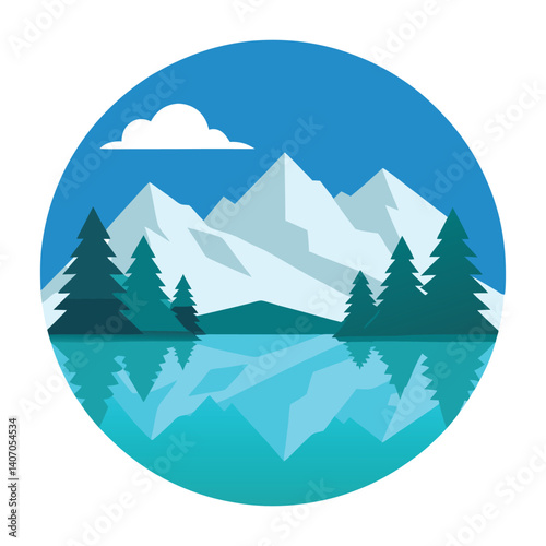 a serene lake reflecting snow capped mountains