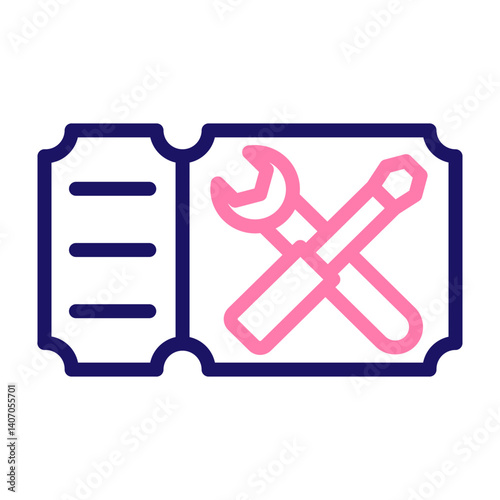 Support Ticket Vector Line Two Colors Icon Design