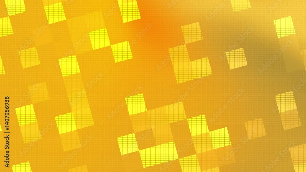 Orange background features a vibrant abstract yellow design with squares Orange background features a vibrant abstract yellow design with squares