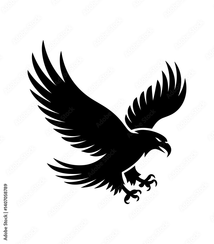 Obraz premium A large wild bird eagle flies with outstretched wings. Vector drawing linear sketch isolated on white background.