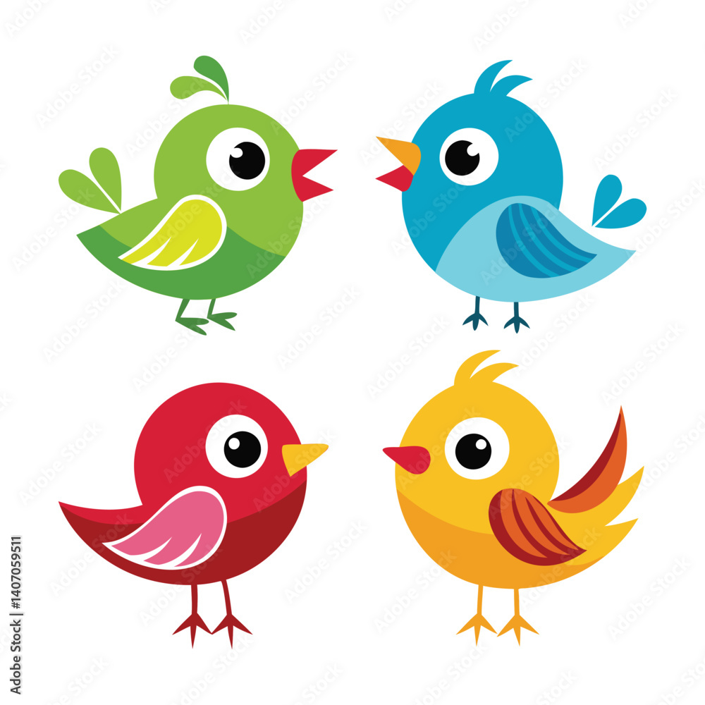 Cute bird icons of vector illustration isolated on a white background Cute bird icons of vector illustration isolated on a white background