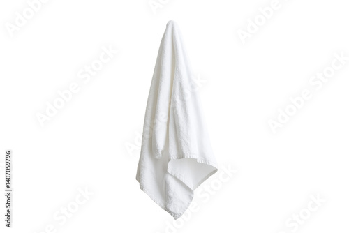 Isolated White Terry Cloth Towel Hanging