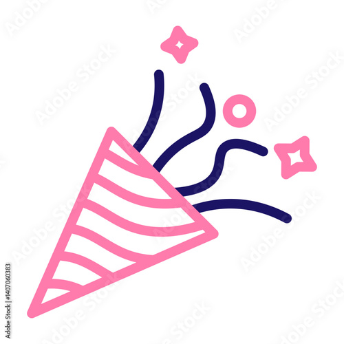 Party Popper Vector Line Two Colors Icon Design