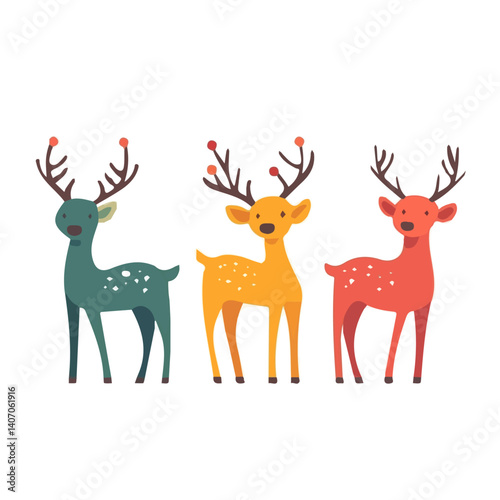 Simple flat 2D icon Christmas Reindeer Figurines isolated on a transparent background, vector, flat design, animation design, vector, flat design, animation design, simple flat 2D icon, icon	