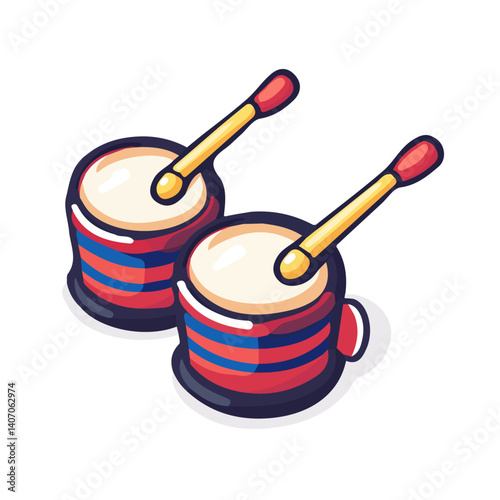 Simple flat 2D icon Christmas Mini Drums isolated on transparent background, vector, flat design, vector, animation design, simple flat 2D icon, minimalist design, clipart