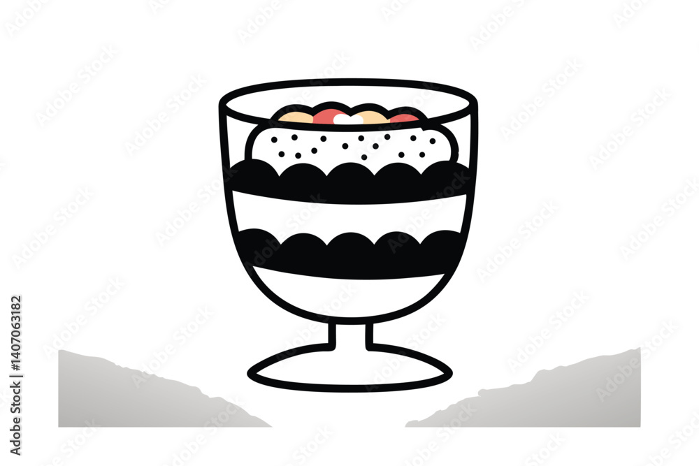 Stylized Dessert Parfait Icon Vector Illustration Isolated On White Background