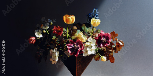 Paper flowers gradient of color texture. Generative AI