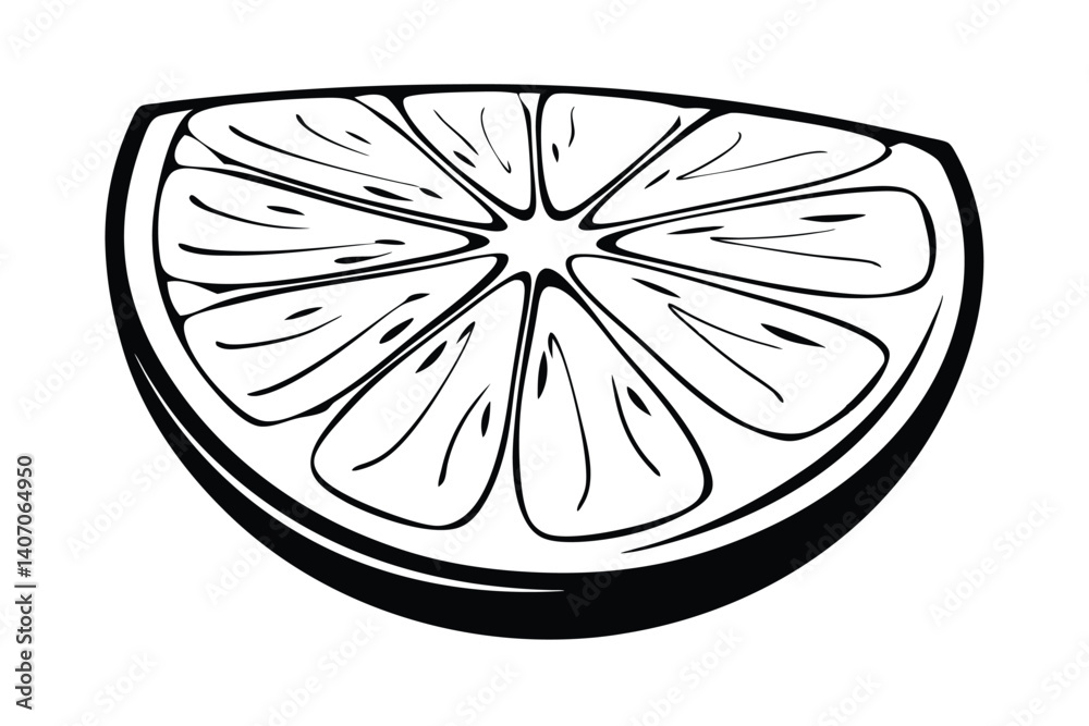 Black And White Citrus Slice Illustration Detailed Fruit Graphic Design Element Black And White Citrus Slice Illustration Detailed Fruit Graphic Design Element