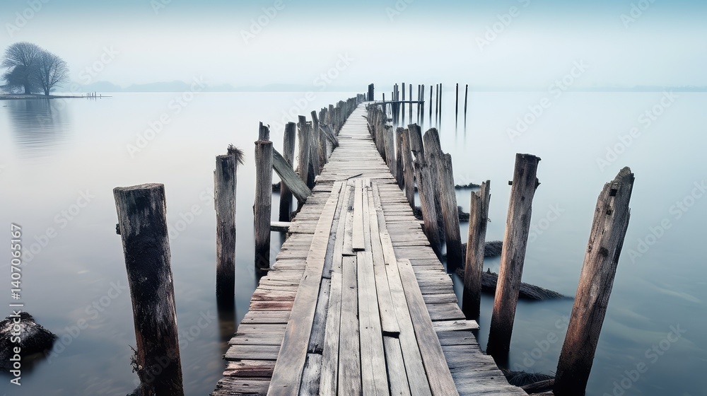 Fototapeta premium lake worn white wood