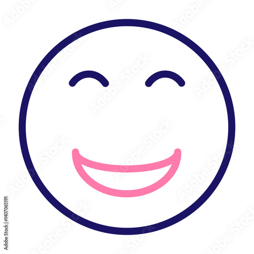 Happy Emoji Vector Line Two Colors Icon Design
